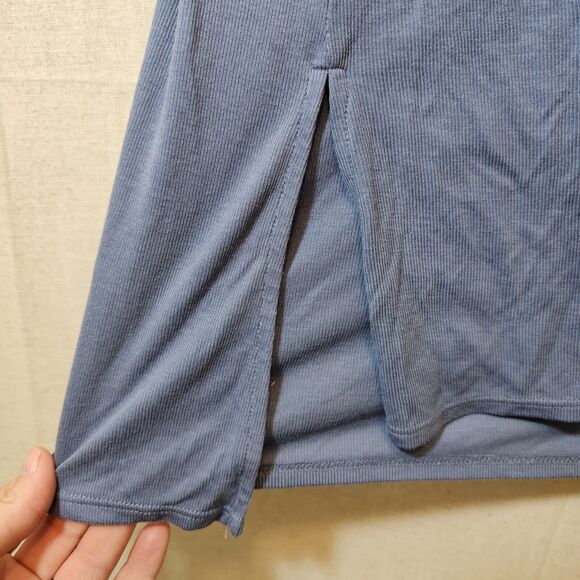 Matilda Jane Far Away Flutter Sleeve Blue Gray Midi Sheath Dress Women S *FLAW* - Picture 5 of 8